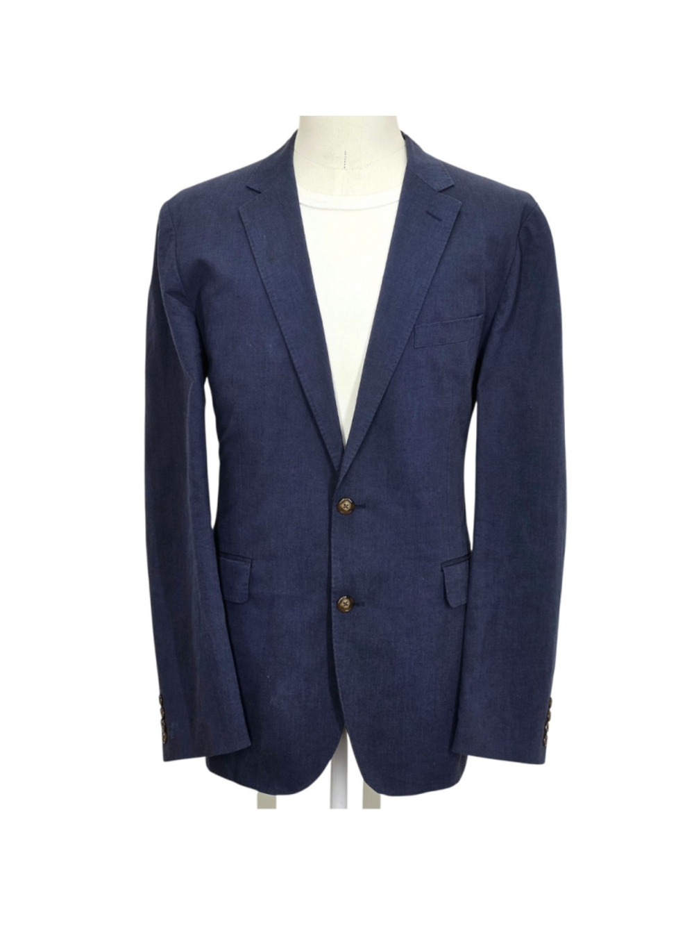 J.Crew Mens Blazer 42L Ludlow Slim Somelos Cotton Linen Blue Unstructured